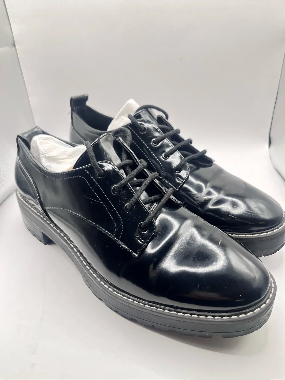 Zara Men's EU 41/US 8.5 Women's 41/US 10 Black Lace-Up Platform Derby Shoes